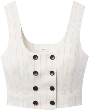 A.L.C. Darcy Pinstripe Double-Breasted Top - White