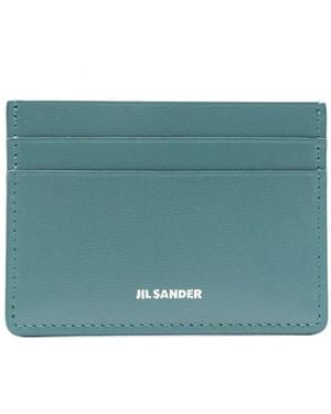 Jil Sander Logo-Print Leather Cardholder - Blue