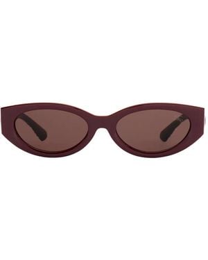 Burberry Knight Stamp Oval Sunglasses - Brown