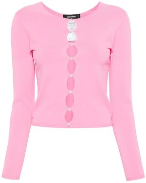 DSquared² Faux-Pearl Cut-Out Cardigan - Pink