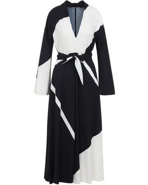 Alberta Ferretti V-Neck Long-Sleeve Midi Dress - Blue