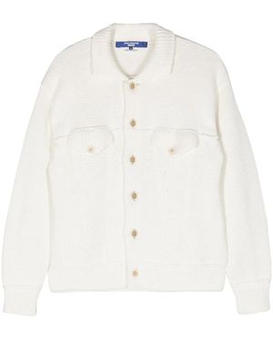 Junya Watanabe Button-Up Ribbed-Knit Cardigan - White