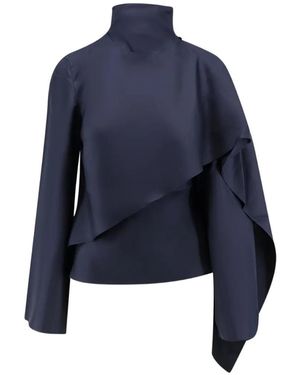 Rohe High-Neck Scarf-Detail Blouse - Blue