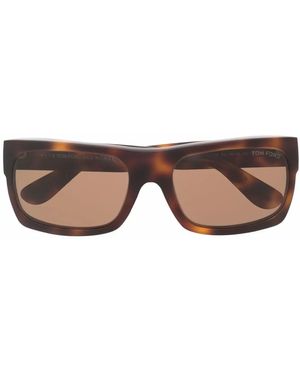 Tom Ford トータスシェル スクエアフレーム サングラス - ブラウン