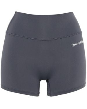 Sporty & Rich Logo-Print High-Waisted Shorts - Blue