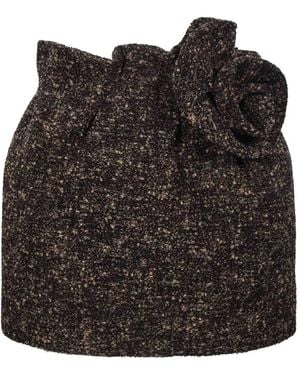 Magda Butrym Floral-Applique Tweed Mini Skirt - Black