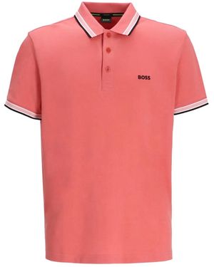 BOSS Tipped-collar Polo Shirt - Pink