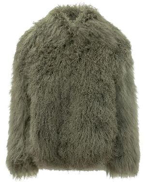 Martha Louis Mongolian-Fur Jacket - Green