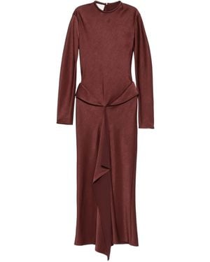 Nanushka Robe Longue Drapée À Col Rond - Rouge