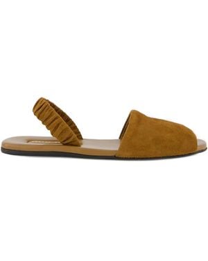 Miu Miu Ruches Wildledersandalen mit elastischem Riemen - Braun