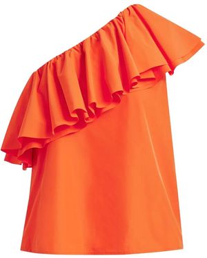 Essentiel Antwerp "Jillian" Asymmetric Ruffle Top - Orange