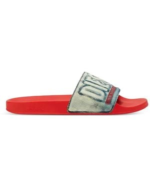 DIESEL Sa-Mayemi Denim Slides - Red
