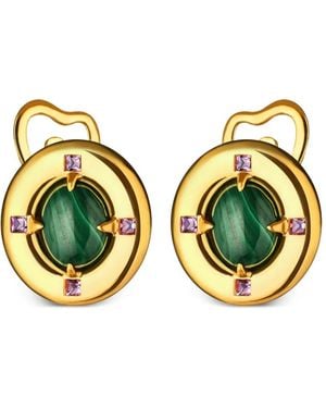 Moonka Malachite And Amethyst Earrings - Yellow