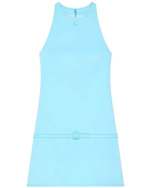 Courreges A-Line Belted Twill Dress - Blue