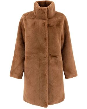 Apparis Manteau En Fourrure À Col Montant - Marron
