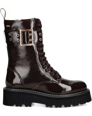 KARL LAGERFELD Kyla Buckle-Detail Lace-Up Combat Boots - Black