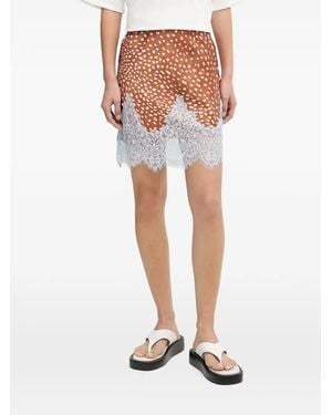 Never Fully Dressed Lace-Trim Animal-Print Mini Skirt - White