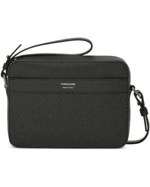 Ferragamo Borsa A Spalla Con Monogramma - Nero