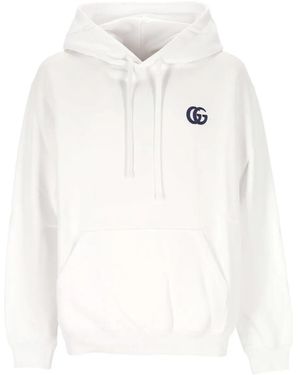 Gucci Double-G-Embroidery Hoodie - White