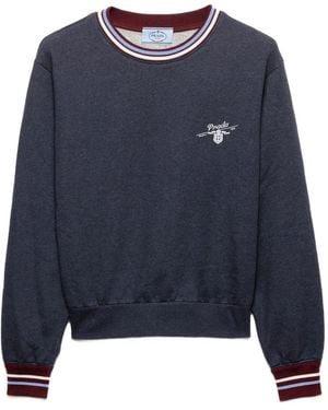 Prada Logo-Embroidered Cotton Sweatshirt - Blue