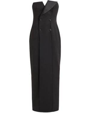 P.A.R.O.S.H. Double-Breasted Strapless Fitted Maxi Dress - Black