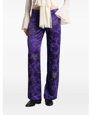 Siedres Brity Floral-Jacquard Sequin-Embellished Trousers - Purple