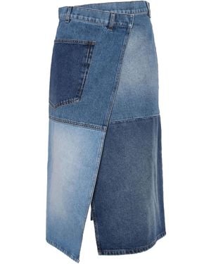 Philosophy Di Lorenzo Serafini Patch-Panels Denim Midi Skirt - Blue