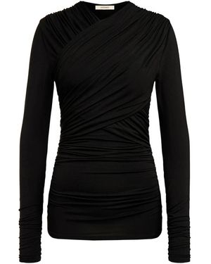 12 STOREEZ Draped Ruched Top - Black