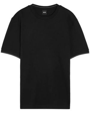 BOSS Contrast-Trim T-Shirt - Black