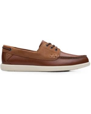 Clarks Bratton Leather Boat Shoes - Brown