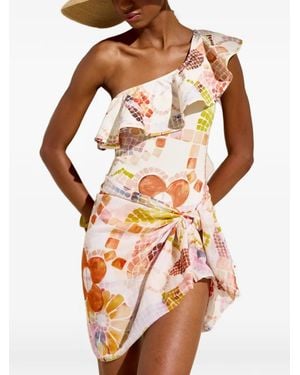 Marie Oliver Marissa Ruffled One-Shoulder Swimsuit - White