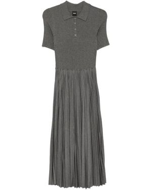BOSS Ribbed Pleated Dress - Grey