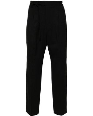 White Mountaineering Elasticated-Waist Cotton Trousers - Black