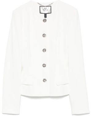 Nissa Floral-Buttons Blazer - White