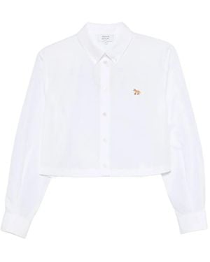 Maison Kitsuné Hemd mit Logo-Patch - Weiß