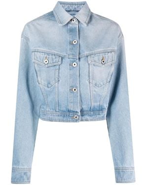 Off-White c/o Virgil Abloh Toybox Bleach Crop Jacket - Blue