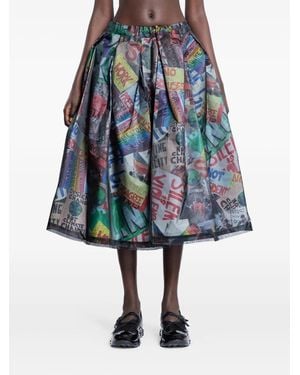 Comme des Garçons プリント Aラインスカート - ブルー