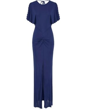 Elisabetta Franchi Scallop-Edge Gown - Blue