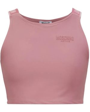 Moschino Logo-Embossed Cropped Top - Pink
