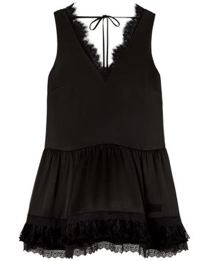Ganni Kleid Aus Spitzensatin - Schwarz