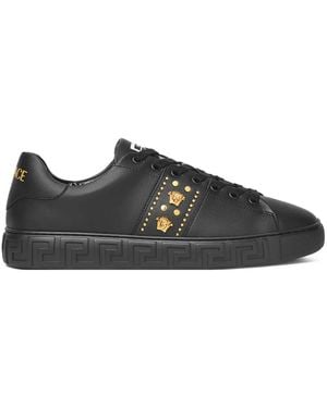 Versace ブラック グレカ スタッズ スニーカー