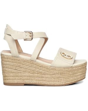 Liu Jo Zeppe Bali Raffia-Wedge Leather Heeled Espadrilles - Natural