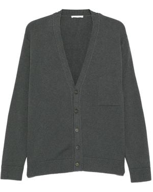 The Row Button V-Neck Cardigan - Gray