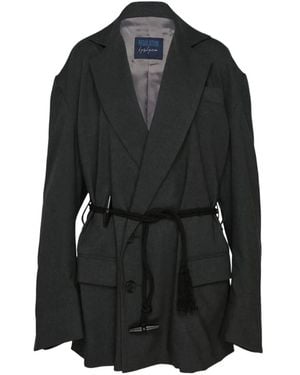 Yohji Yamamoto Toggle-Fastening Rope-Belt Blazer - Black
