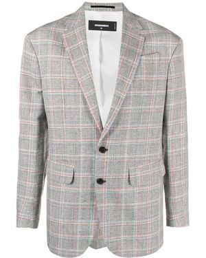 DSquared² Plaid-Pattern Single-Breasted Blazer - Grey