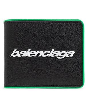 Balenciaga Biker Logo-Detail Lambskin Wallet - Black