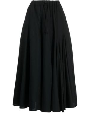 Yohji Yamamoto High-Waisted Wool Midi Skirt - Black