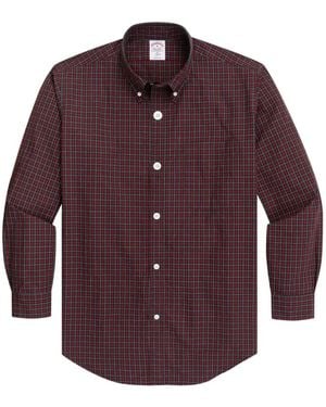 Brooks Brothers Birdseye Plaid Button-Down Shirt - Purple
