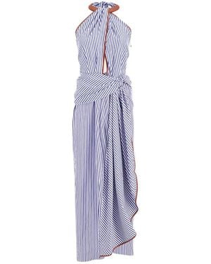 Johanna Ortiz Centro Del Cielo Striped Halter-Neck Midi Dress - Purple