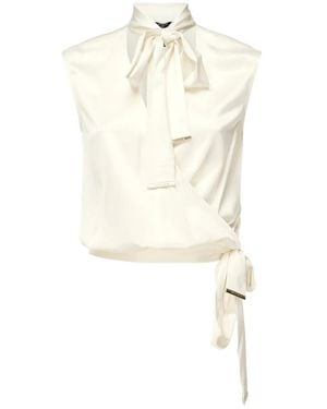 Marciano Bow-Neck Wrap Top - White